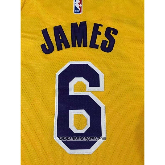 Camiseta Los Angeles Lakers LeBron James #6 Icon 2021-22 Amarillo